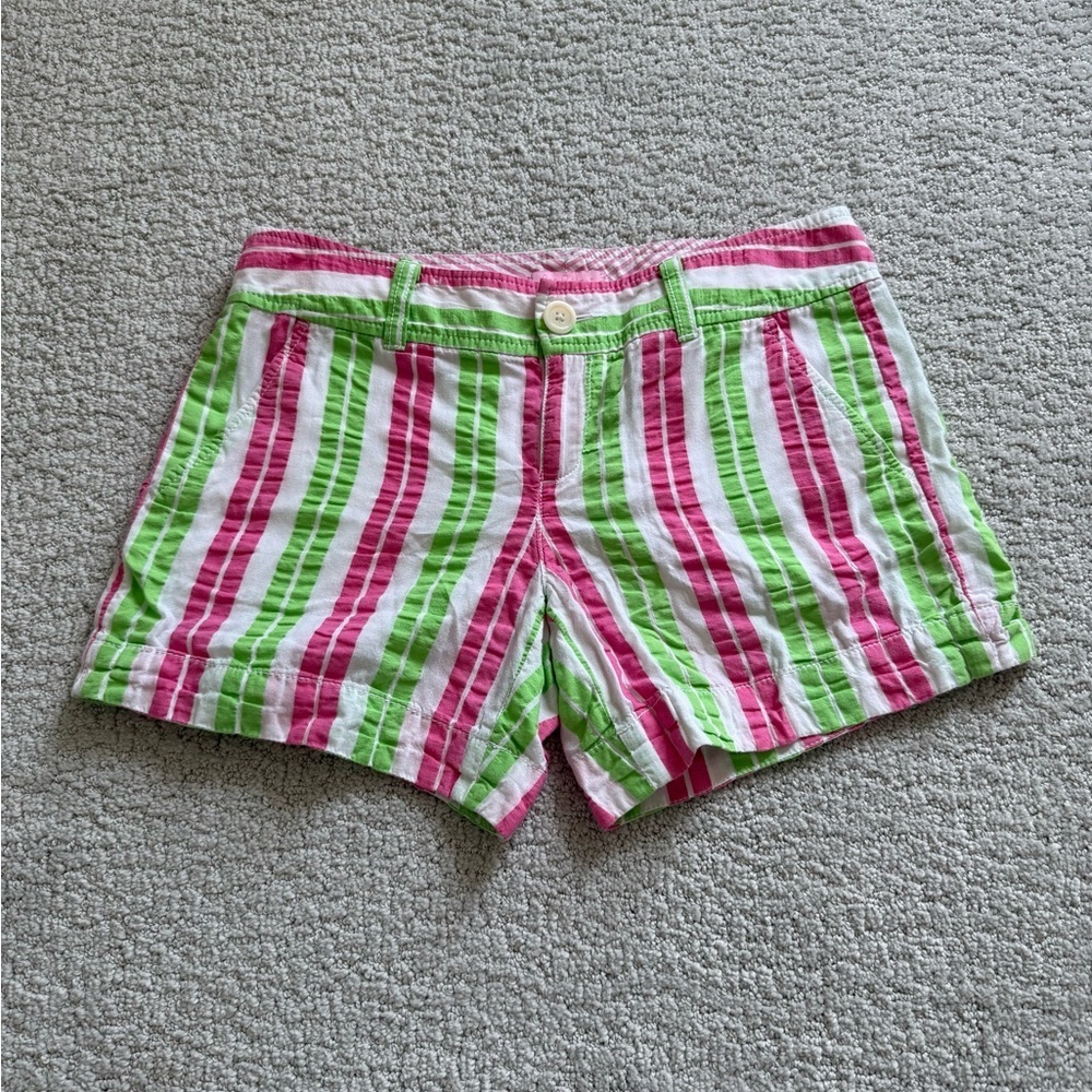 Lilly Pulitzer Callahan Shorts Seersucker Stripe Hottie Pink Size 2